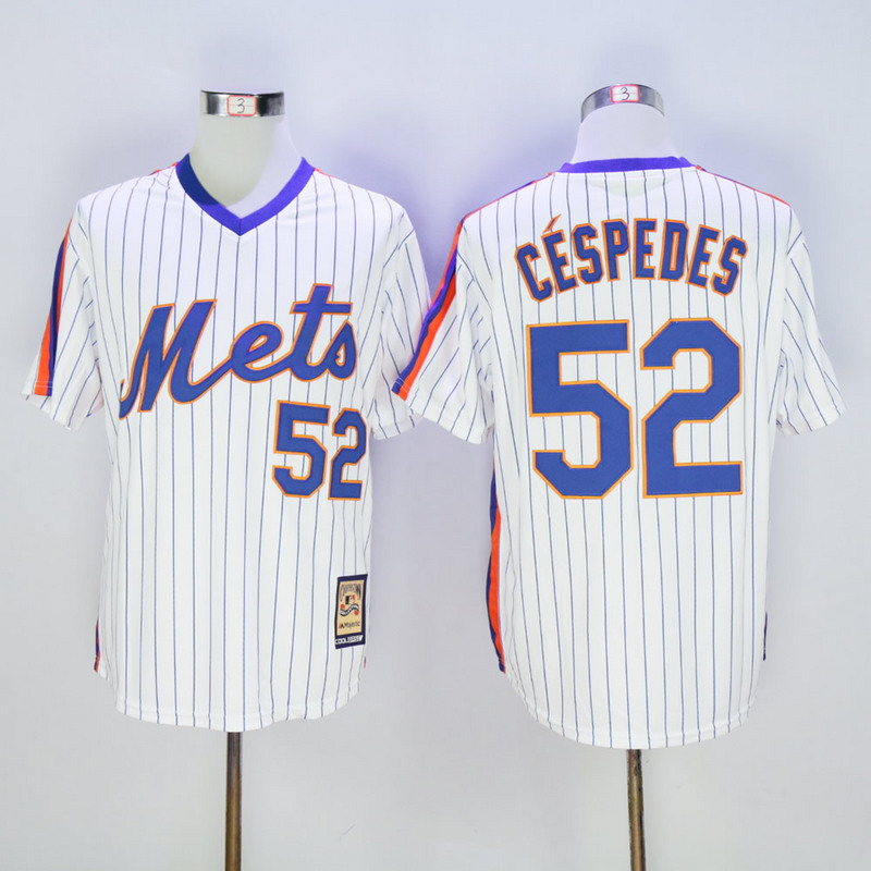 Men New York Mets #52 Cespedes White Throwback Game MLB Jerseys